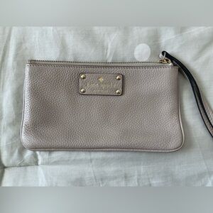 Kate Spade Light Gray Leather Wristlet